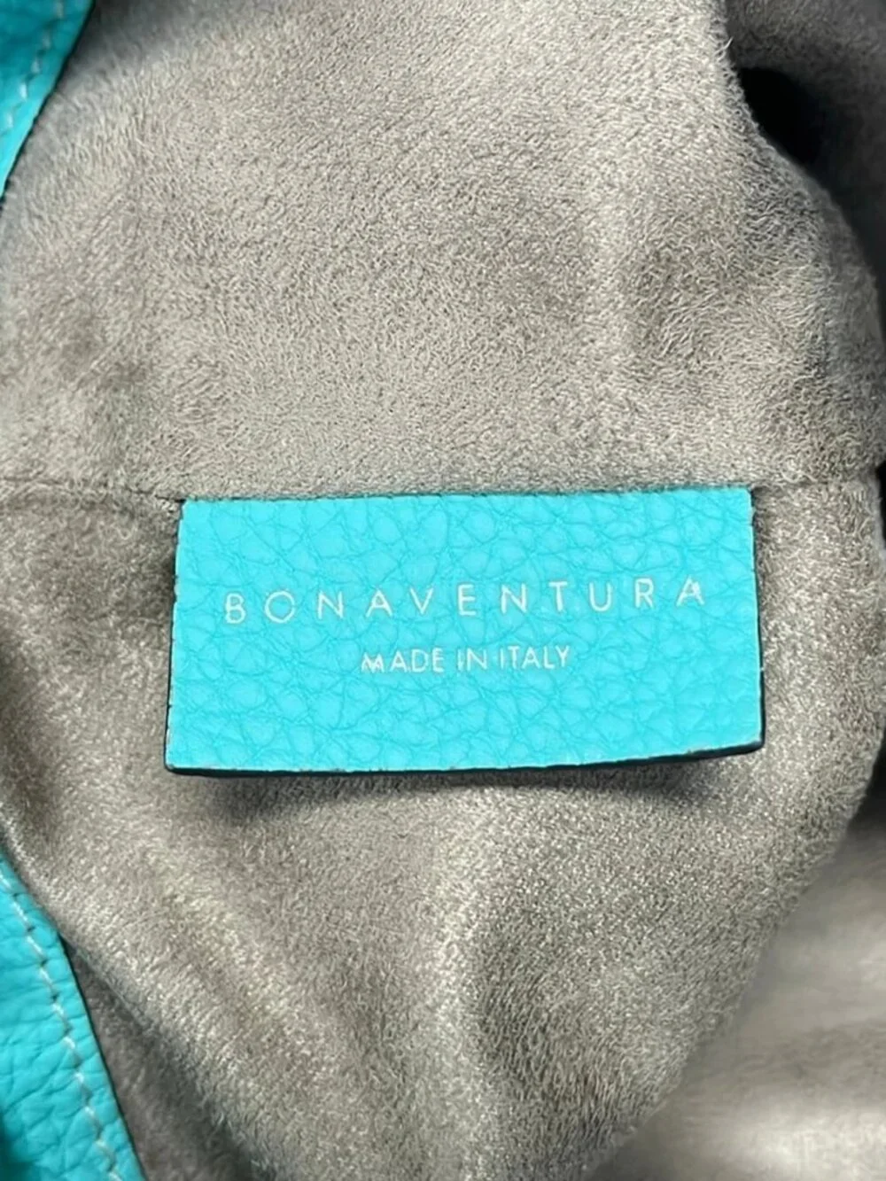BONAVENTURA Light Blue Leather Shoulder Bag